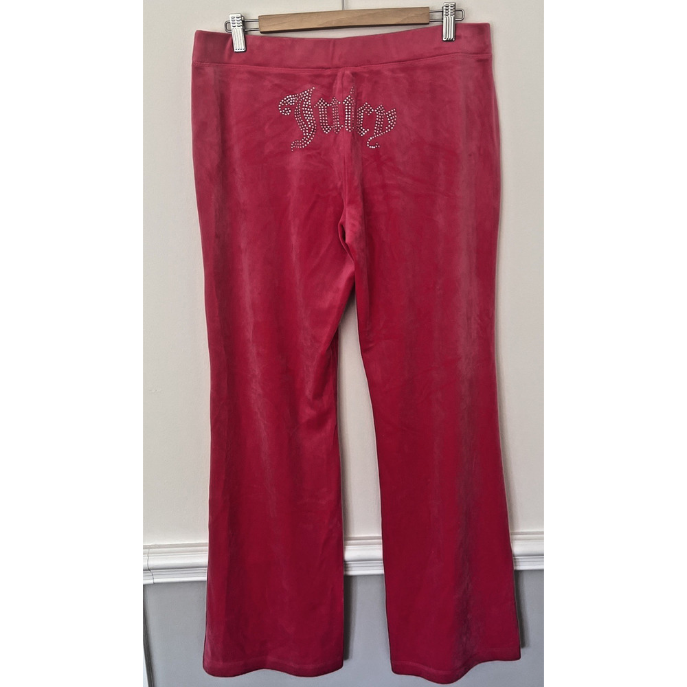 Juicy Couture Bling Velour Track Pants Pink‎ Size Large Y2K